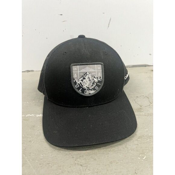 Columbia Hat Cap Snap Back Black Gray Patch‎ Outdoors Hiking Trucker Mens - Picture 1 of 6